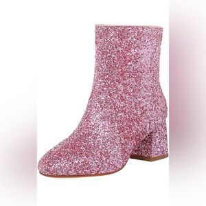 Glittery Pink Ankle Boots